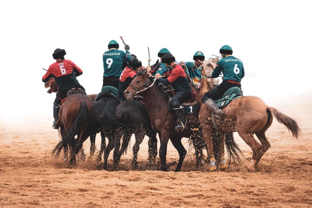 Riders playing kok-boru, Kyrgyzstan nomad tour